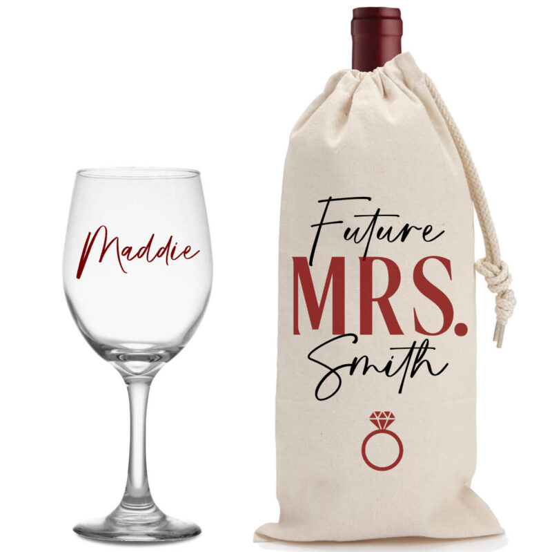 "The Future Mrs." Wine Glass & Wine Bag Set