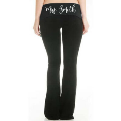 PINK Victoria's Secret Black Logo LARGE 31.5 Cotton Foldover Flare Legging  VS