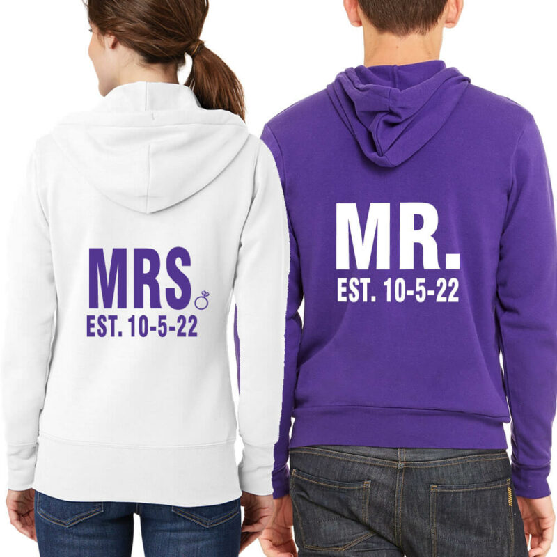 Full-Zip Mr. & Mrs. Hoodie Set with Date