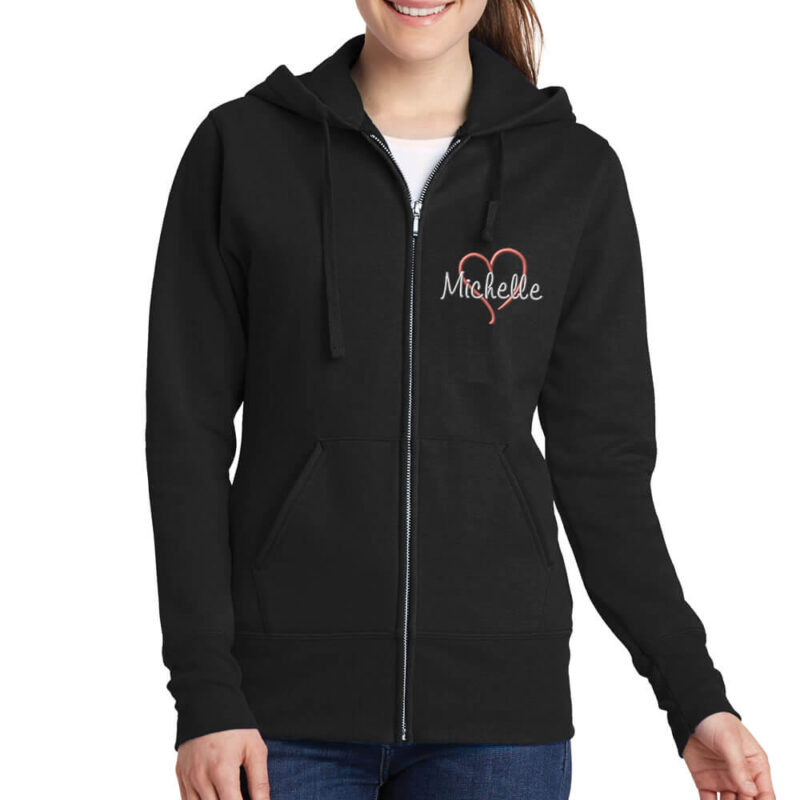 Full-Zip Bridal Party Hoodie with Name and Heart