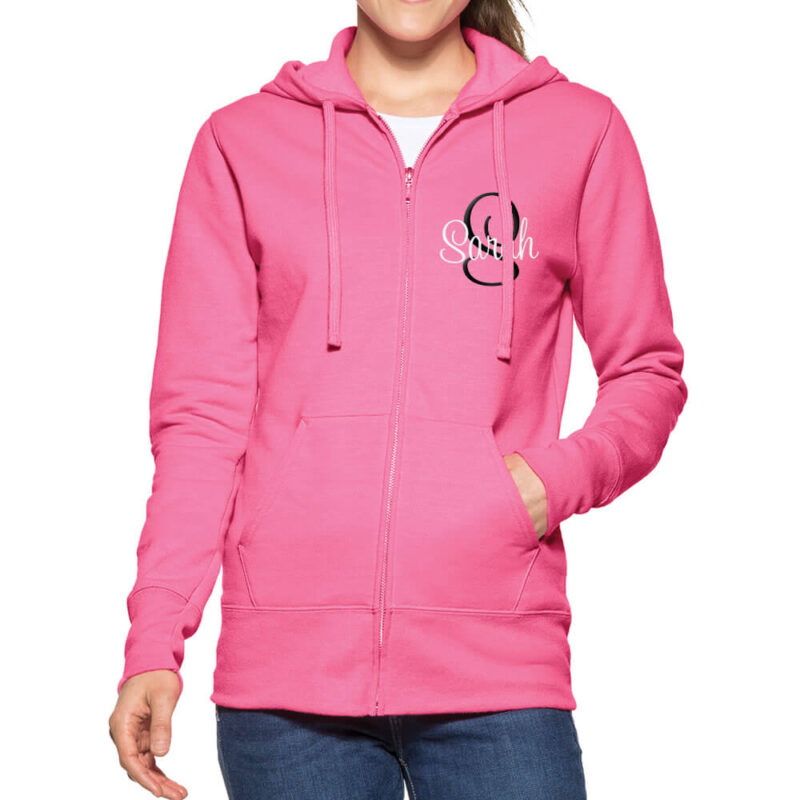 Full-Zip Bridal Party Hoodie with Name and Initial